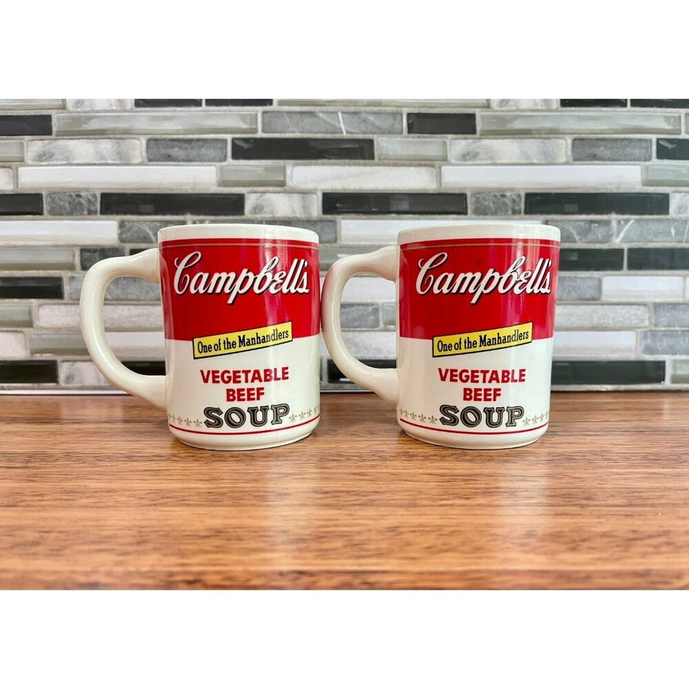 Vintage Campbell’s Soup Vegetable Beef Mugs “One of the Manhandlers” ~ Set of 2
